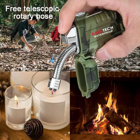 ARECTECH Electric Lighter Rechargeable Arc Lighter, Waterproof Plasma Lighter with Flexible Neck,Windproof Lighter Flameless for Candle Outdoor Camping (Black) in Kuwait