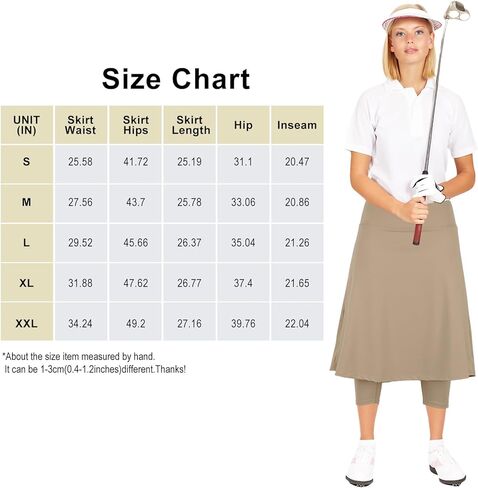 Womens Athletic Skirted Leggings with Pockets High Waisted Knee Length Skirts with Capris Leggings for Tennis(Hemp Blue,XXL) in Saudi Arabia