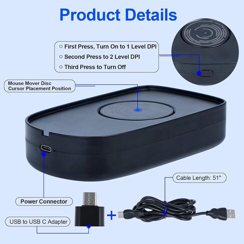 Mouse Jiggler، نحيف للغاية، 20 ديسيبل هادئ وبدون ضوضاء، محرك ماوس غير قابل للاكتشاف يحاكي الحركة الواقعية، هزاز بدون سائق للحفاظ على جهاز الكمبيوتر نشطًا وآمنًا in Kuwait