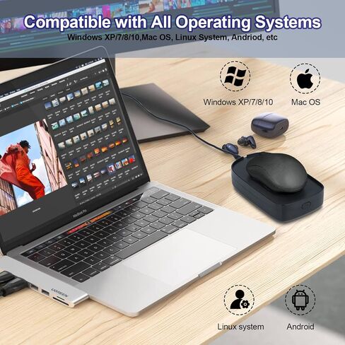 Mouse Jiggler، نحيف للغاية، 20 ديسيبل هادئ وبدون ضوضاء، محرك ماوس غير قابل للاكتشاف يحاكي الحركة الواقعية، هزاز بدون سائق للحفاظ على جهاز الكمبيوتر نشطًا وآمنًا in Kuwait