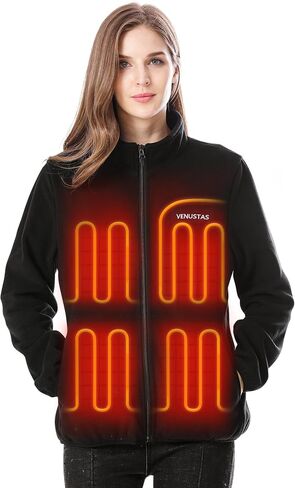 Venustas Women's Fleece Heated Jacket with Battery Pack 7.4V, 5 heating zones, Fleece Heated Coat with Premium Zippers in Saudi Arabia
