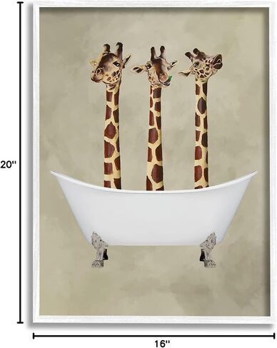 Stupell Industries Three Giraffes In A Bathtub Framed Giclee Texturized Art, 11 x 1.5 x 14, Multi-Color in Saudi Arabia
