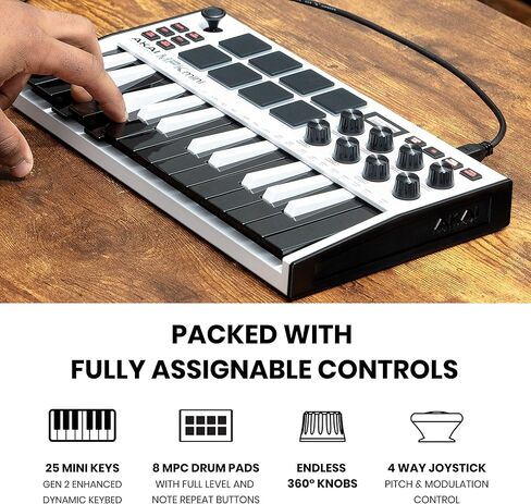 وحدة تحكم لوحة المفاتيح Akai MPK Mini MK3 - أبيض in Saudi Arabia