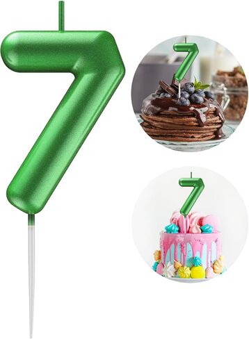 Green Number 6 Candle Happy Birthday 3D Number Candles for Birthday Cake Party Decoration Wedding Anniversary Celebration Supplies in Saudi Arabia