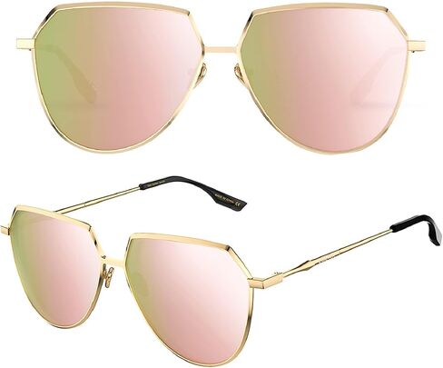 نظارة شمسية LUENX Aviator للنساء والرجال عدسات مسطحة مضلعة مستقطبة بتصميم عصري 58 مم in Kuwait