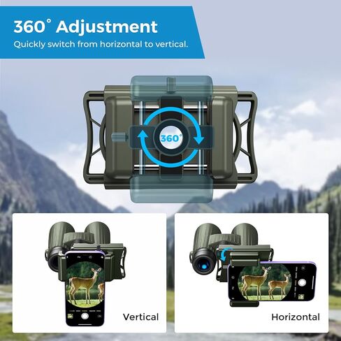 APEXEL 360° Telescope Phone Adapter, Upgraded Binocular Photo Adapter for Android & iPhone, Smartphone Mount for Telescope, Monocular, Microscope, Spotting Scope. (Including Bluetooth Shutter Remote) in Kuwait