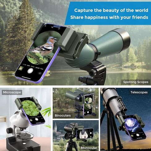 APEXEL 360° Telescope Phone Adapter, Upgraded Binocular Photo Adapter for Android & iPhone, Smartphone Mount for Telescope, Monocular, Microscope, Spotting Scope. (Including Bluetooth Shutter Remote) in Kuwait