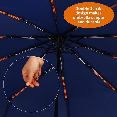 Bluinzi 2-Pack Double 10-Rib Super Waterproof Sunproof Travel Umbrella - Windproof Strong Compact Auto Open & Close Umbrella for Rain Sun and Wind - Folding Small Umbrella for Car Backpack or Handbag in Kuwait