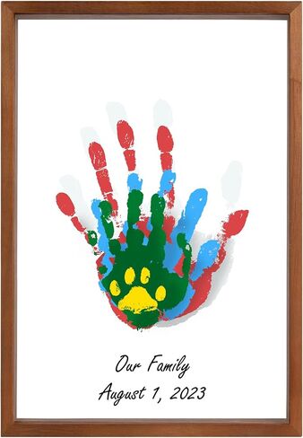 Clear Family Handprint Kit - Gifts for New Parents, Family Gifts - DIY Handmade Keepsake Wooden Frame - 5 Non -Toxic Paint Included - Transparent Sheets (White) in Saudi Arabia