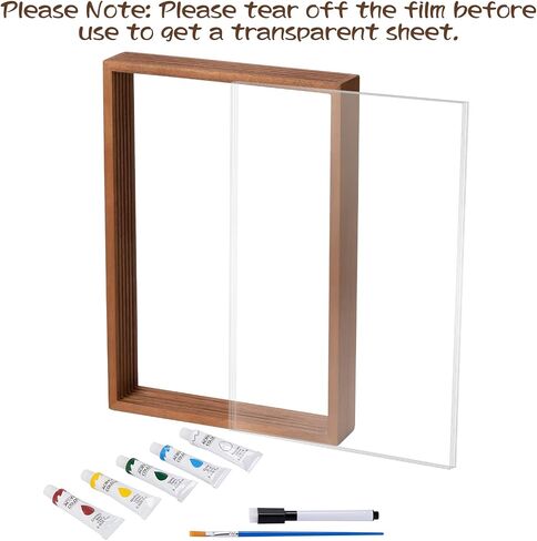 Clear Family Handprint Kit - Gifts for New Parents, Family Gifts - DIY Handmade Keepsake Wooden Frame - 5 Non -Toxic Paint Included - Transparent Sheets (White) in Saudi Arabia