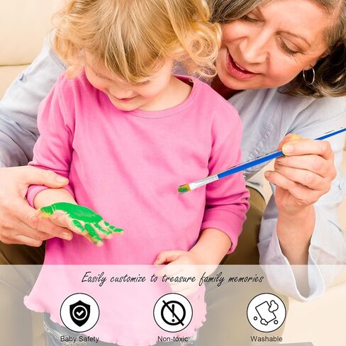 Clear Family Handprint Kit - Gifts for New Parents, Family Gifts - DIY Handmade Keepsake Wooden Frame - 5 Non -Toxic Paint Included - Transparent Sheets (White) in Saudi Arabia