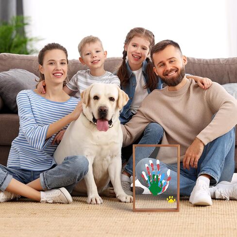 Clear Family Handprint Kit - Gifts for New Parents, Family Gifts - DIY Handmade Keepsake Wooden Frame - 5 Non -Toxic Paint Included - Transparent Sheets (White) in Saudi Arabia