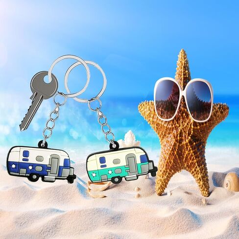 Camper Keychain Set, 2 Pack Happy RV Camping Trailers Keyring Couples Camping Gifts for Men Women Travel in Saudi Arabia