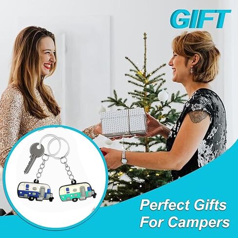 Camper Keychain Set, 2 Pack Happy RV Camping Trailers Keyring Couples Camping Gifts for Men Women Travel in Saudi Arabia
