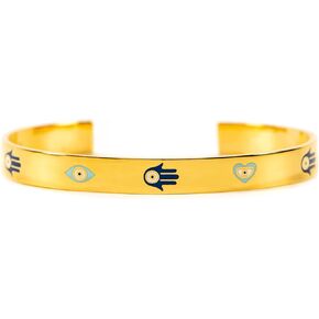 Story Jewellery Evil Eye Hamsa Bracelets for Women Teen Girl Gifts Engraved Hamsa Evil Eye Heart Protection Cuff Bangle Bracelet for Her Daughter Friends Sisters Mantra Birthday Christmas Jewelry