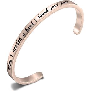 FEELMEM When I Needed A Hand I Found Your Paw Cuff Bangle Bracelet Gift for Dog Lovers,Gift for Her