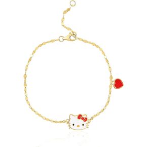 Sanrio Womens Hello Kitty Bracelet 6.5"+1" Official License, Gold Flash-Plated Bracelet