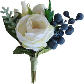 Bridegroom Boutonniere Groom Men's Boutonniere Boutineer with Pin for Wedding Prom Homecoming Ivory Pack of 1