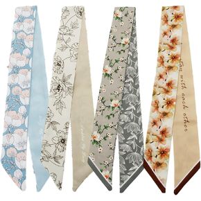 4 Pack Purse Scarf for Bags Silk Head Scarf for Hair Handbag Women Scarfs Band Hair Neck Scarves Fashion Gifts,108