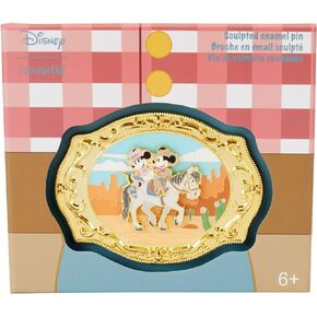 Loungefly Disney Western Mickey and Minnie Belt Buckle 3" Collector Box PIN