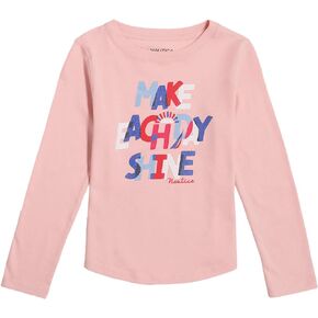 Nautica Girls' Long Sleeve Graphic T-Shirt, Flip Sequin and Glitter Embellishments