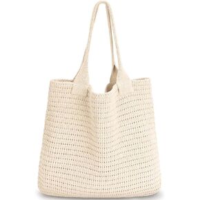 hatisan Crochet Bags for Women Large Tote Bag Aesthetic Handbag Shoulder Bag Hippie Bag Knit Bag
