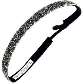 Sweaty Bands Womens Girls Headband - Non-Slip, Velvet-Lined Sparkly Hairband - Bling It Shine On Gunmetal 5/8-Inch