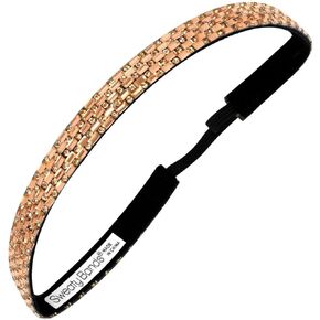 Sweaty Bands Womens Girls Headband - Non-Slip, Velvet-Lined Jeweled Hairband - Bling It Bronzed Goddess 5/8-Inch