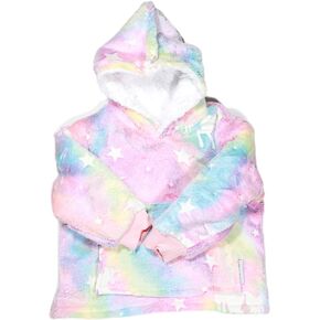ModernMade Glow in the Dark Pullover Hoodie for Kids, Soft Polyester Fleece Hoodie with Large Front Pocket, Sherpa Lined