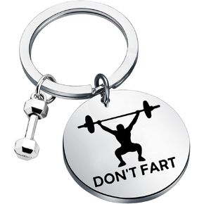 Weight Lifting Gift Don’t Fart Keychain Weight Lifter Jewelry Funny Exercising Working Out Gift Fitness Gym Keychain