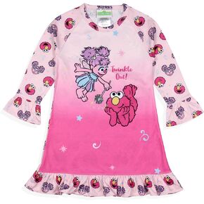 INTIMO Sesame Street Girls' Twinkle Out Elmo Abby Cadabby Sleep Pajama Dress Nightgown