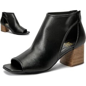 LEHOOR Women Chunky High Heel Booties Suede Open Toe Side Cut-Out Ankle Boots Back Zipper Matte 2" Block Stacked Heel Summer Casual Dress Heeled Ankle Sandal Booties Size 4-13 M US