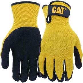Cat CAT017416L Nylon Knit Shell Gloves – Yellow, Large, High Tactile Foam Cell Nitrile Palm Gloves with Adjustable Wrists