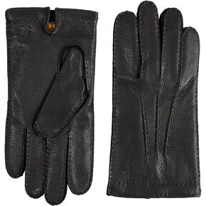 Hickey Freeman Men’s Leather & Cashmere Gloves – Hand Stitched 100% Leather & Italian Cashmere-Lined Winter Glove Pair