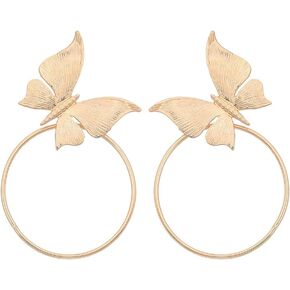 Denifery Butterfly Hoop Earrings Gold Hoop Earrings Butterfly Dangle Earrings Butterfly Stud Earrings for Women Girl Jewelry