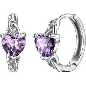 Silvora Celtic Knot Sterling Silver Birthstone Hoop Earrings with Shiny Cubic Zirconia for Women Girls Birthday Jewelry in Kuwait