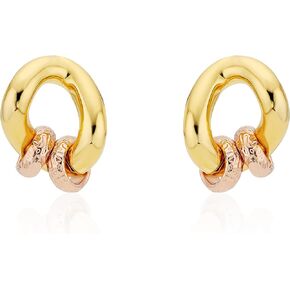 Chunky Chain Hoop Earrings, Gold and Rhodium Two Tone Plated Jewelry Made in Korea