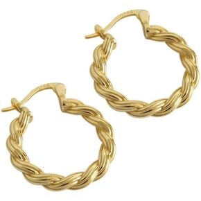 Chunky Twist Knot Rope S925 Sterling Silver 14K Gold Filled Fashion Thick Small Hoop Earrings for Women Girls Sensitive Ear Dainty Classic Huggie Hoops Fine Jewelry Hypoallergenic Gifts for Mom