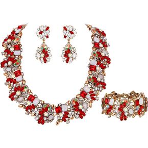 Flyonce Big Chunky Statement Necklace Set for Women Fashion Costume Jewelry Vintaged Style