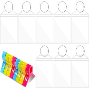 16 Packs Carnival Cruise Luggage Tags PVC Tags for Traveling Clear e Tag Holders with Zip Seal Steel Loops and Colorful Beach Towel Clips Assorted Color Beach Clips for Beach Chair Blankets