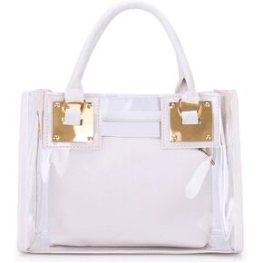 Women Small Jelly Purse and Handbag 2pcs Transparent Top Handle Shoulder Bags Satchel