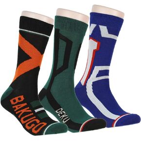 My Hero Academia 3 Pack Deku Bakugo Design Adult Crew Socks