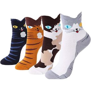 اوكي اوكي جوارب هدية للنساء - شخصية كرتونية فنية على شكل قطة وكلب | هدايا الكريسماس للنساء in Kuwait