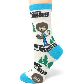 ooohyeah Women's Novelty Funny Bob Ross Crew Socks, Holiday Crazy Fun Dress Socks, Fits Shoe Size 5-10