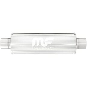 MagnaFlow Performance Exhaust Muffler 10414: 2"/2" Inlet/Outlet, 4x4x14" Round, Stainless Steel, Satin Finish