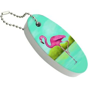 GRAPHICS & MORE Pink Flamingo in Water Floating Keychain Oval Foam Fishing Boat Buoy Key Float