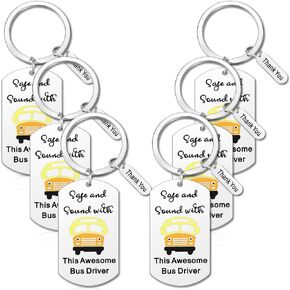 Cunno 6 Pcs Bus Driver Appreciation Gifts School Bus Driver Gifts Stainless Steel School Bus Keychain Thank You Gift for Truck Driver Birthday Retirement Leaving Thanksgiving Stocking Stuffer, Mainly in Saudi Arabia