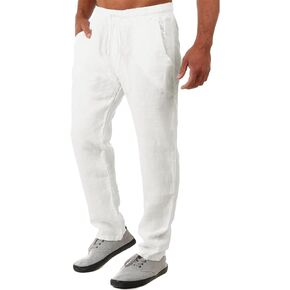 FANARCHER Men’s Lightweight Cotton Linen Pants Casual Trousers Drawstring Yoga Beach Pants with Pockets