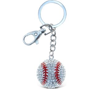 Puzzled Baseball Sparkling Charm Useful Key Chain with Crystals and Claps - Sports Theme - Great Gift to Stay in Fashion and Bling - Item #6656