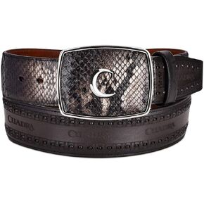 Cuadra Men's Cowboy Belt in Genuine Python Leather Black